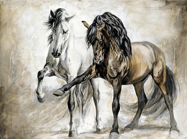 Cavallo Dance Grande pittura a olio su tela Home Decor Handcrafts / HD Print Wall Art Picture Personalizzazione è accettabile 21081309