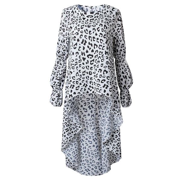 

casual dresses fashion women irregular leopard print dress autumn lantern long sleeve o-neck streetwear blouse female, Black;gray