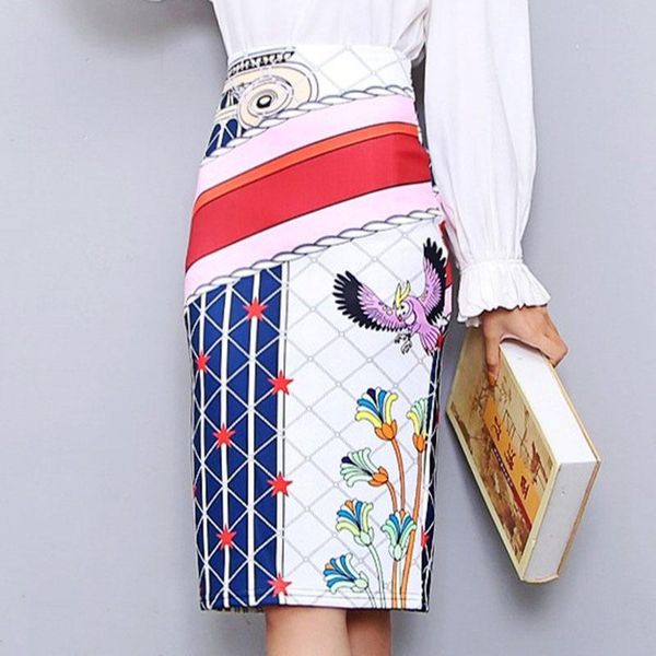 

skirts bonjean women's pencil skirt cartoon print high waist slim young girl summer large size japan female falda, Black