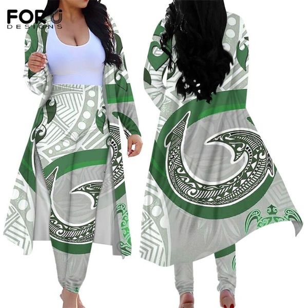 

piece open front cardigan polynesian triba and sea turtle 3d printed ladies casual plus bodycon long pants outfits women's two, White