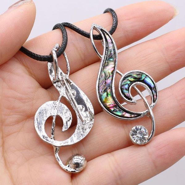 

pendant necklaces fashion necklace natural shell musical note shape brooch for men women charms jewelry gifts 23x15mm, Silver