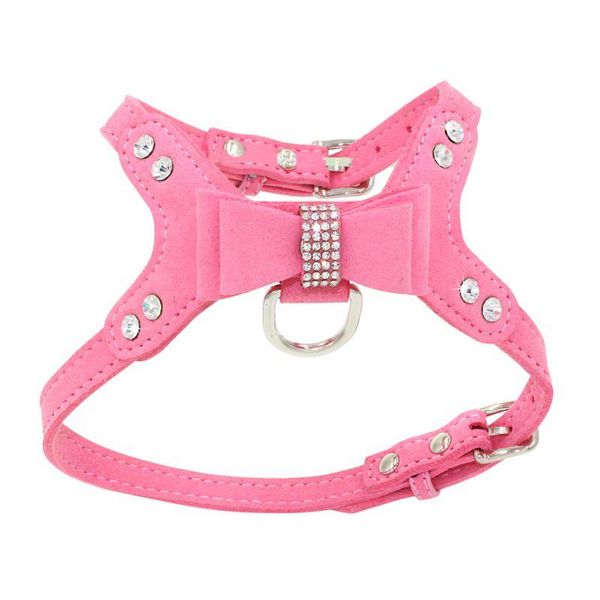 

cyd- lovely dog harness pet chest strap with bow-kont drilling design leather leash for small puppy cat supplies collars & leashes