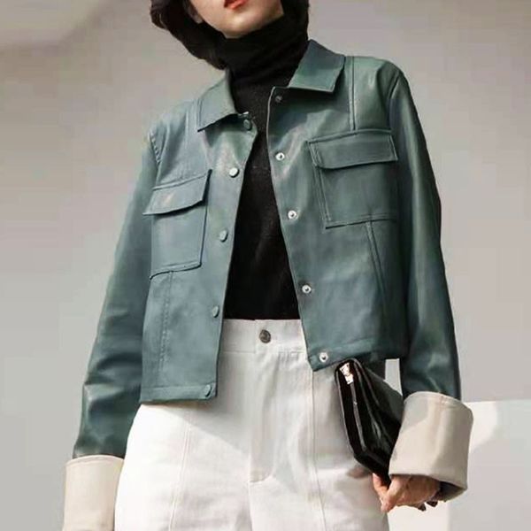 

women's jackets shnsophi spring fall women fake leather jackets streetwear biker women's jacket casual ladies' and y5zf, Black;brown