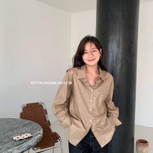 

women's t shirt kittin 2021 autumn long sleeve women's combed cotton shirt casual loose thin versatile top, White