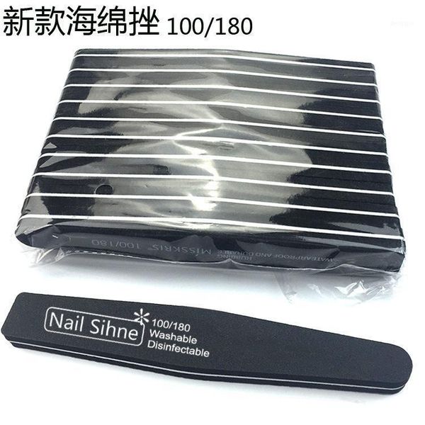 

black sponge rub manicure and polishing file washable sand strip diamond-shaped 100/180 nails1