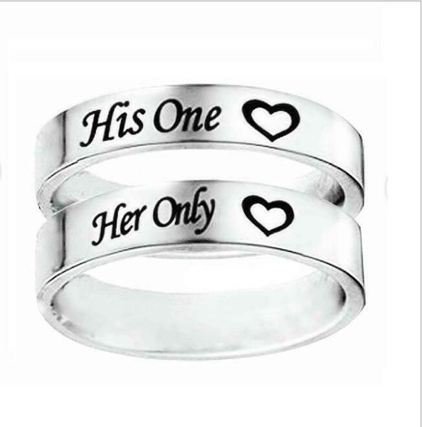 

6mm silver stainless steel rings his one her only couple band lover jewelry gifts size 6-13
