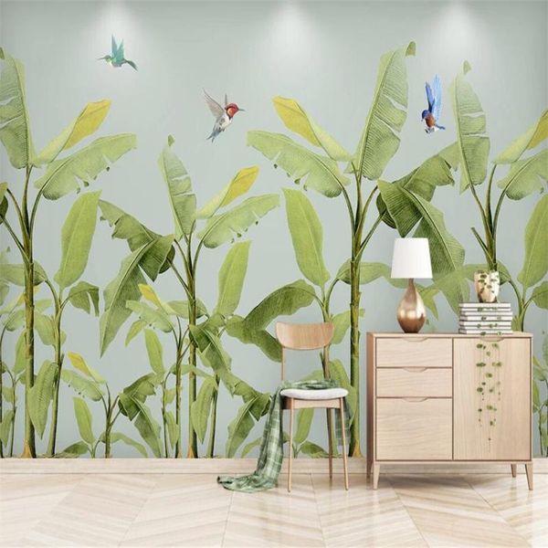 

wallpapers milofi custom 3d wallpaper mural nordic small fresh plant seaside banana tree flamingo background wall for living room bedroom