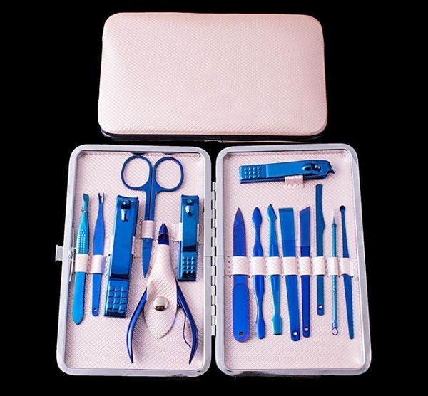 

50sets manicure stainless steel nail clipper scissors set suit kits art tool makeup 15pcs/set beauty sn129