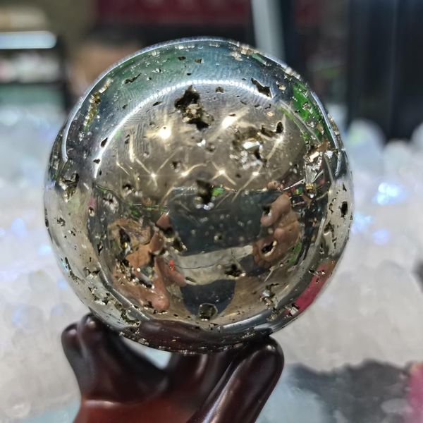 

decorative objects & figurines natural chalcopyrite crystal ball stone handicraft used in feng shui collection home decoration