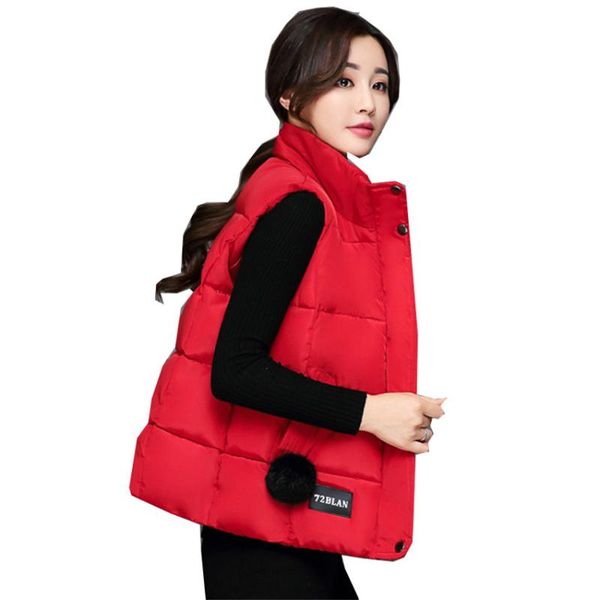 

women's vests 2021 autumn and winter vest red women cotton down coat short paragraph female jacket pd095, Black;white