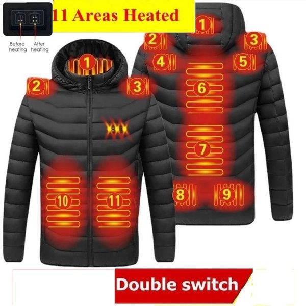 

men's down & parkas 2022 nwe men winter warm usb heating jackets smart thermostat pure color hooded heated clothing waterproof, Black