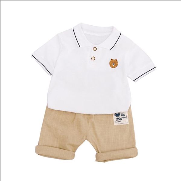 Bebê Pequena Roupas Roupas Verão Verão Branco Preto Crianças Criança Esporte Terno Criança Boys Roupas Formal Sets 1 2 3 4 5 ANOS