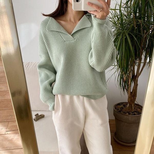 

women's sweaters 2021 knitted sweater women elegant lazy oaf coarse yarn striped cashmere pullovers coat v-neck long sleeve female jump, White;black