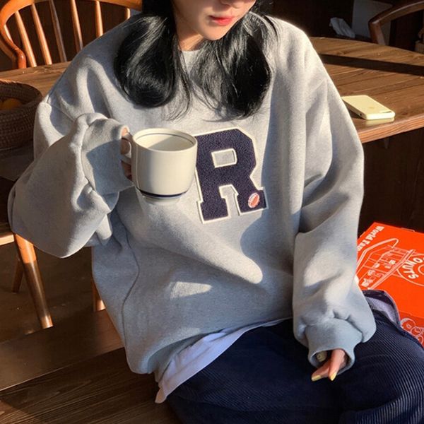 

women's jackets cool korean casual autumn around the neck letter bringing together loose design amendment and long-sleeve sweater th6l, Black;brown
