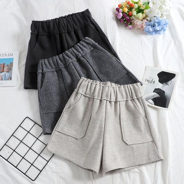 

women's shorts 2021 fashion winter wide leg high waist short pants, White;black