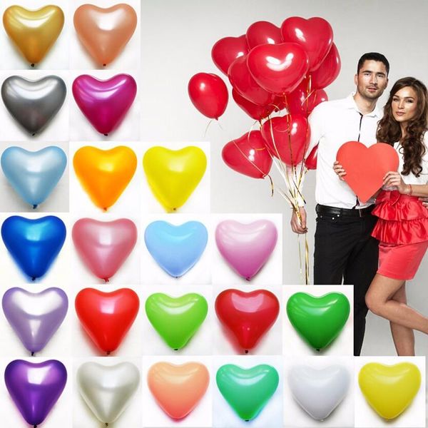 

party decoration 20pcs/lot 10inch pink white red love latex balloons heart shaped thickening pearl wedding supplies birthday decor