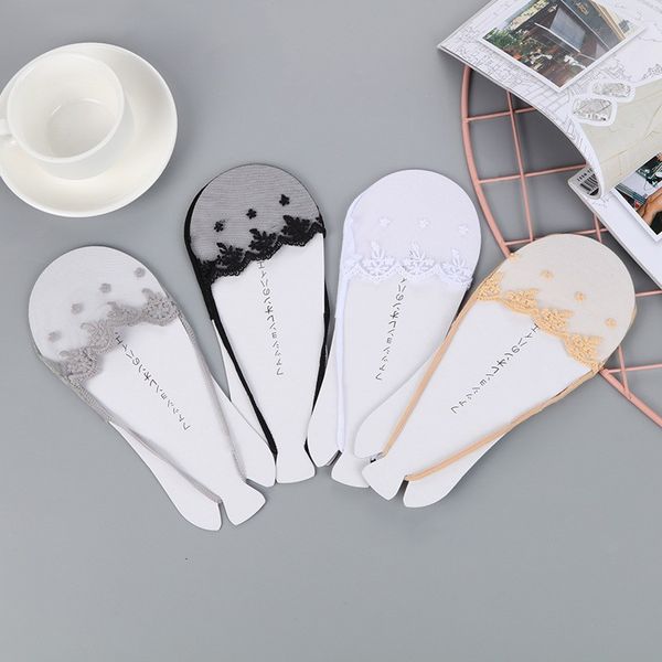 

creative suspenders invisible ship women's fashion lei silk shallow mouth ultra-thin socks summer sol non slip socks, Black;white