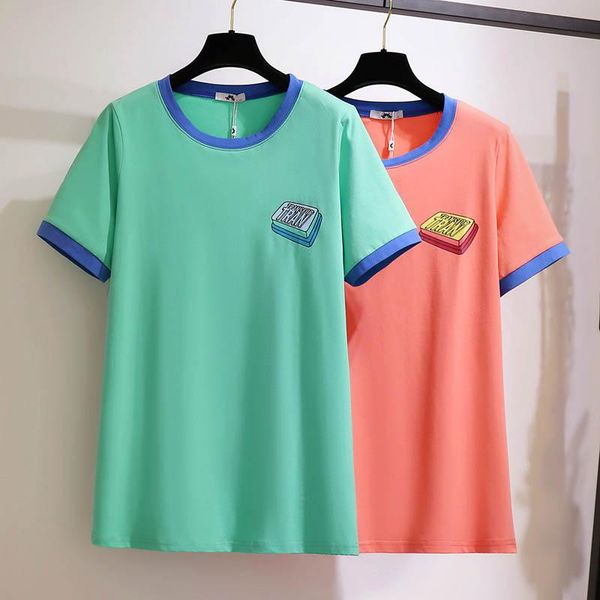

women's t-shirt 150kg plus size summer loose contrast short-sleeved bust 149cm 5xl 6xl 7xl 8xl 9xl o-neck cotton, White