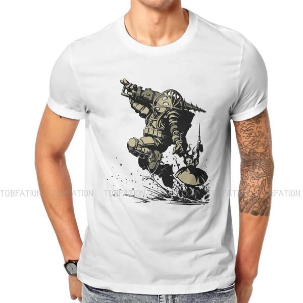 

men's t-shirts big daddy little sister fashion tshirts bioshock adventure game male harajuku fabric streetwear t shirt o neck size, White;black