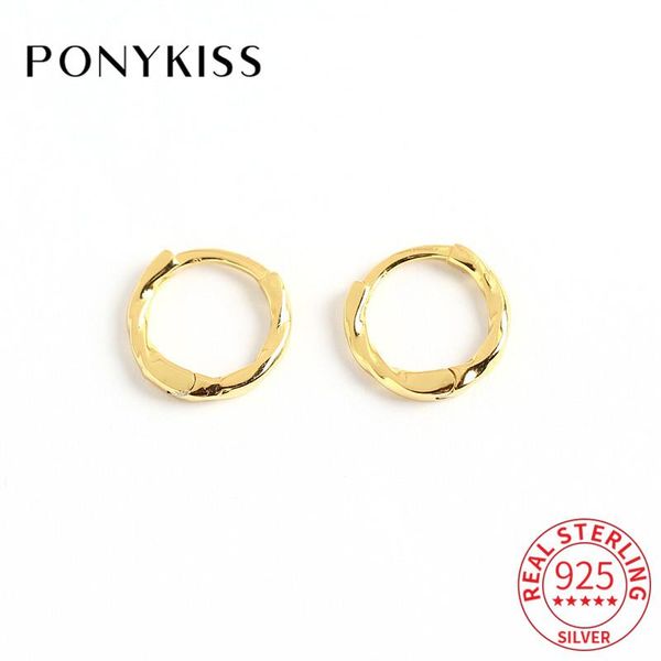 

hoop & huggie ponykiss trendy s925 sterling silver twist minimlist earrings for women anniversary delicate elegant chic accessory gift, Golden;silver