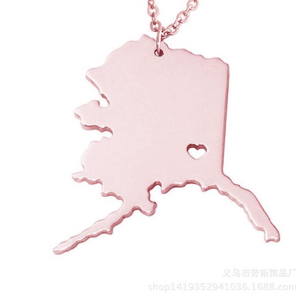 

alaska does not embroider steel necklaces fashionable us state maps are ornaments as gifts for friends pendant, Silver