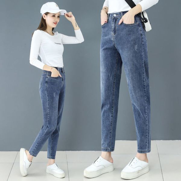 

women's summer thin high waist leg pants loose and, Blue
