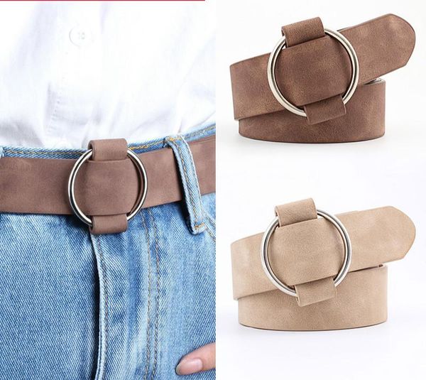 

belts women leather belt est round buckle female leisure jeans wild without pin metal strap, Black;brown