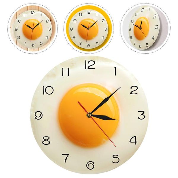 

creative round clock silent wall poached egg style home decoration clocks