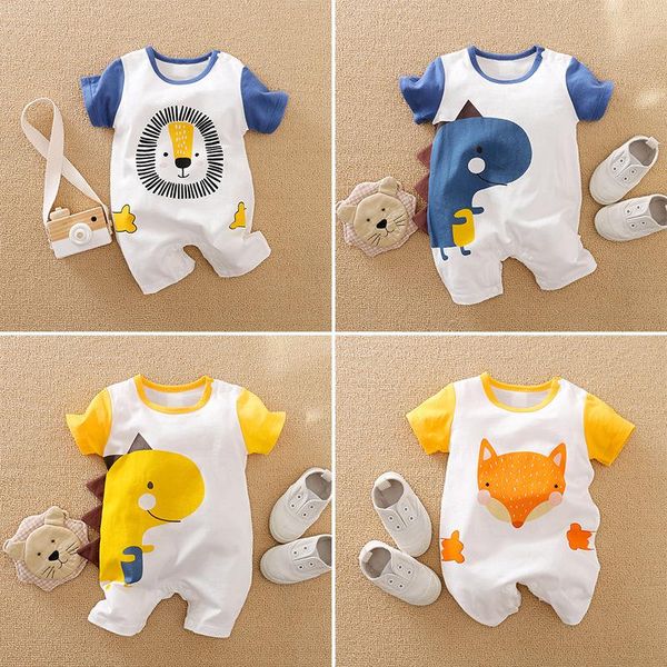 

jumpsuits toddler cute boys girls romper summer fashion born infant short animal print playsuits overall outfits for children, Blue