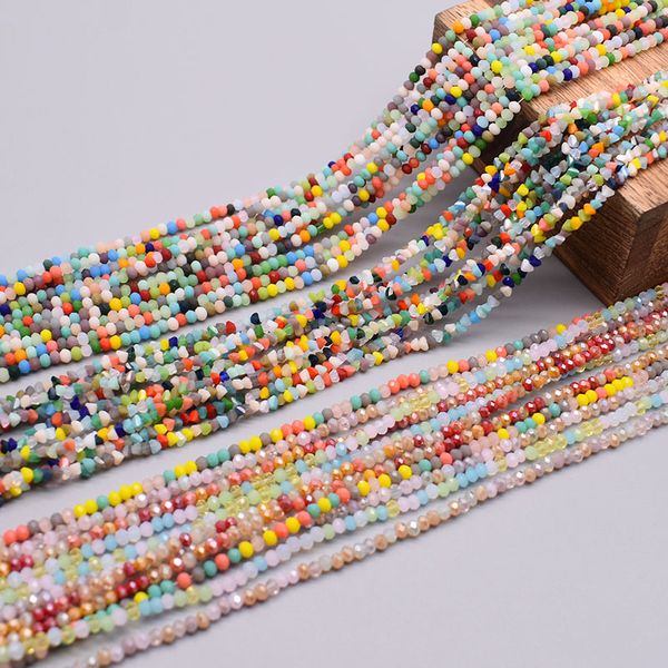 

new color 2mm rondell austria faceted crystal beads triangular round glass beads loose spacer beads for jewelry making diy