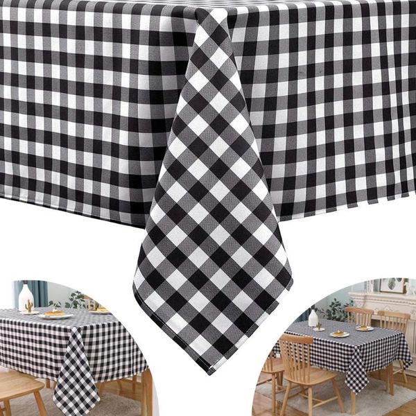 

table cloth checkered tablecloth washable wipeable white black gingham cover for kitchen protector