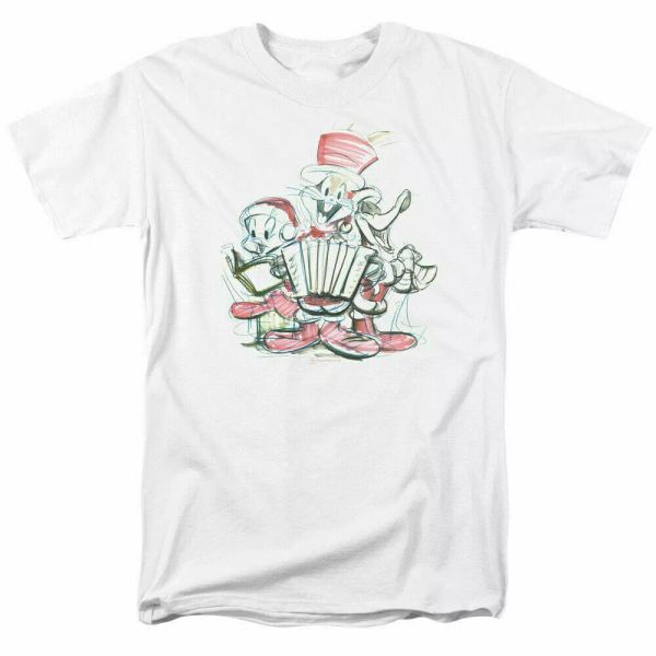 

Looney Tunes Holiday Sketch T Shirt Mens Licensed Cartoon Merch Bugs Bunny White, White;black
