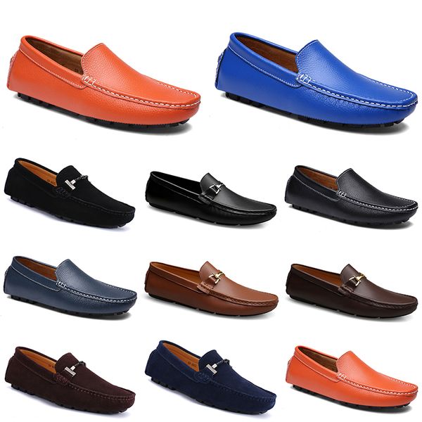 Leder Doudou Herren Casual Fahrschuhe Atmungsaktive weiche Sohle Light Tans Schwarz Marineblau Weiß Blau Silber Gelb Grau Schuhe All-Match Outdoor Cross-Border