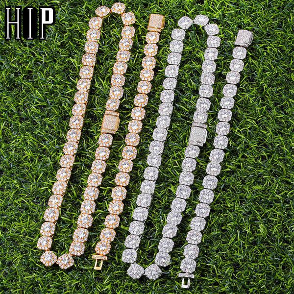 

hip hop 11mm box clasp bling iced out tennis chain square lattice aaa cz stone cubic zircon chokers necklaces for men jewelry x0509, Black