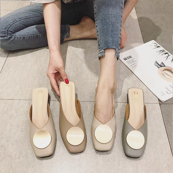 

baotou half slippers women wear fashionable versatile in summer 2021, Black