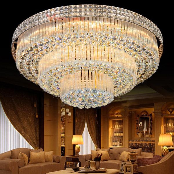 

ceiling lights modern crystal lamps luxury golden luminaria deckenleuchte round lighting home led fixture