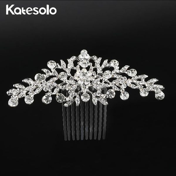 

hair clips & barrettes katesolo luxurious rhinestone combs wedding jewelry flower design bridal tiaras headband simulated pearl accessories, Golden;silver