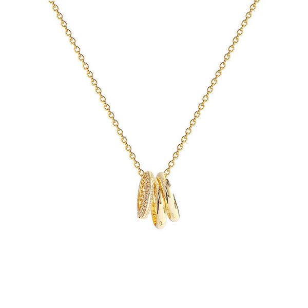 

pendant necklaces potcet korea 2021 fashion trend women's stainless steel ring necklace geometric retro jewelry, Silver