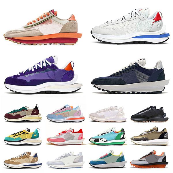 

2021 men sacais vaporwaffle running designers shoes chunky dunky women ldv waffle trainers sports sneakers blue dark iris sail gum white day, White;red