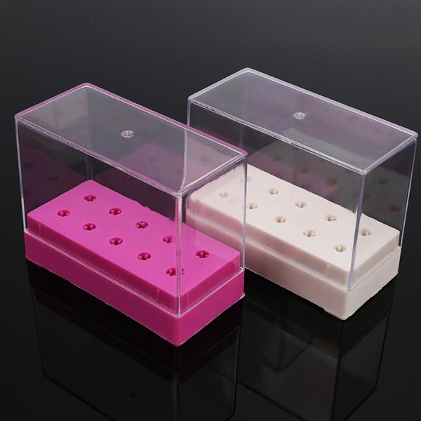 

nail art kits 10 slots clear storage box for electric drill bit rotary holder display