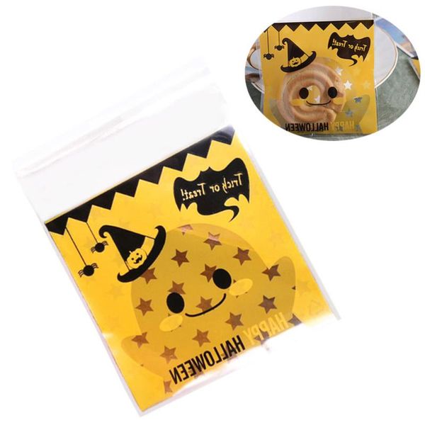 

400pcs decorative ghost with pumpkin hat cookie opp bags plastic self-adhesive candy packaging party favors for gift wrap