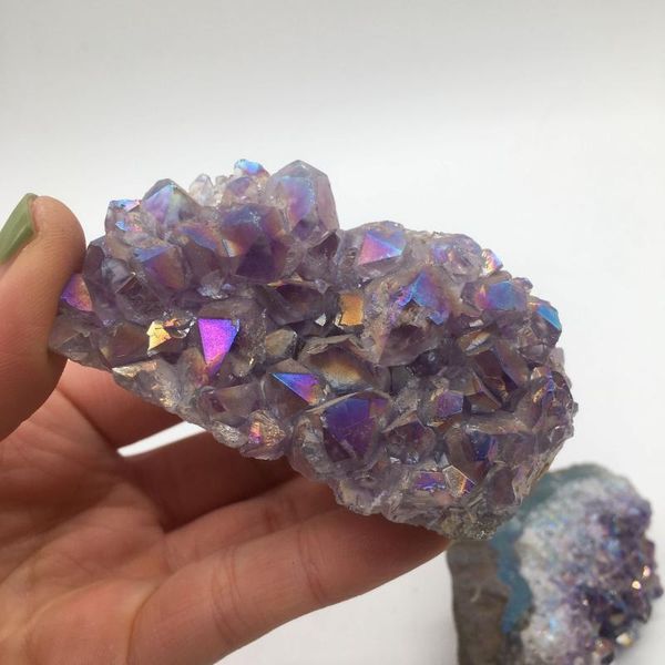

decorative objects & figurines lovely rainbow angel aura crazy amethyst clusters natural quartz crystal rough lealing stone for children gif