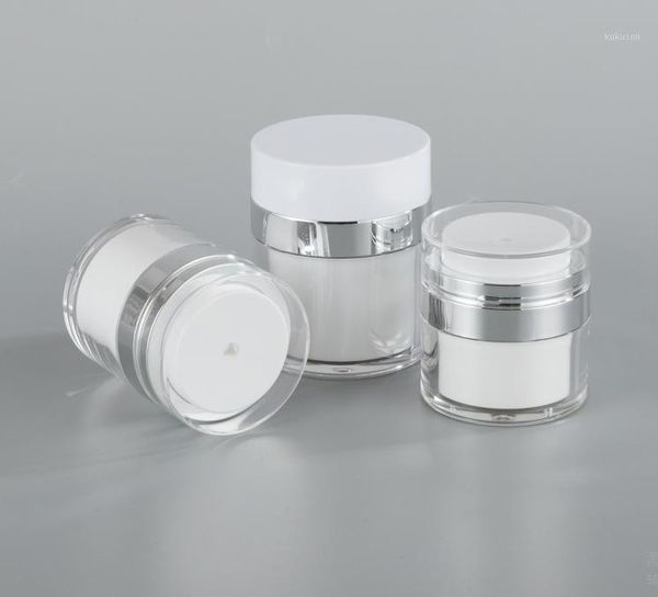 

storage bottles & jars 15 30 50g pearl white acrylic airless jar round cosmetic cream pump packaging bottle sn366