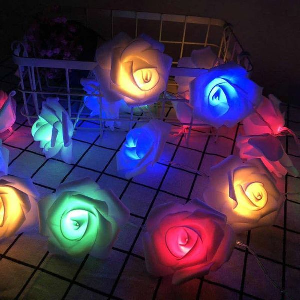 

strings 10/30/50/leds rose led fairy string lights battery powered wedding valentine's day event party garland decor luminaria