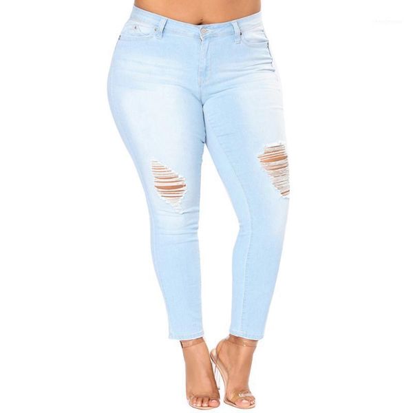 

women's jeans vbiger women high waist skinny destroyed ripped hole denim chic with tapered leg design, light blue