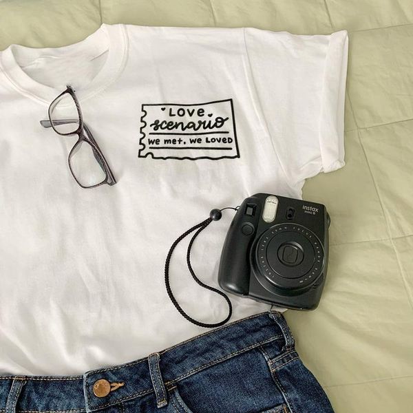 

women's t-shirt korean kpop ikon love scenario t shirts woman summer cotton short sleeve t-shirts tee shirt harajuku oversized, White