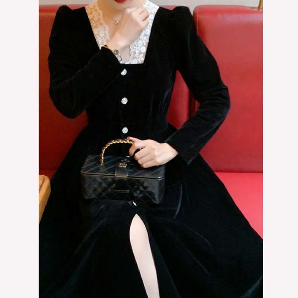 

pm black swan velvet v-neck lace autumn, White;black
