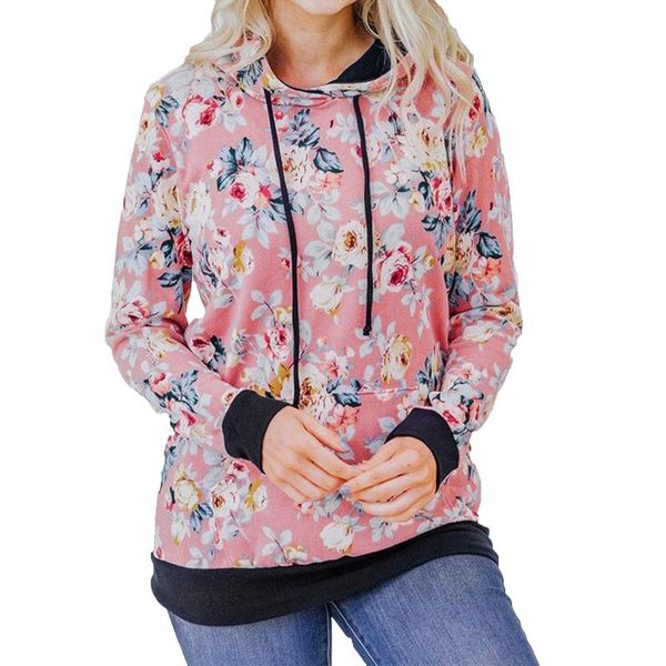 

women's hoodies & sweatshirts bohemian women thick camo broken flowers print hooded long sleeves multicolor sweatshirt streetwear fash, Black