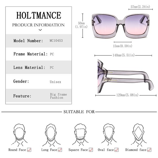 

luxury designer sunglasses oversize women square frame big sun glasses gradient shades brand designer retro female gafas de sol 0622, White;black