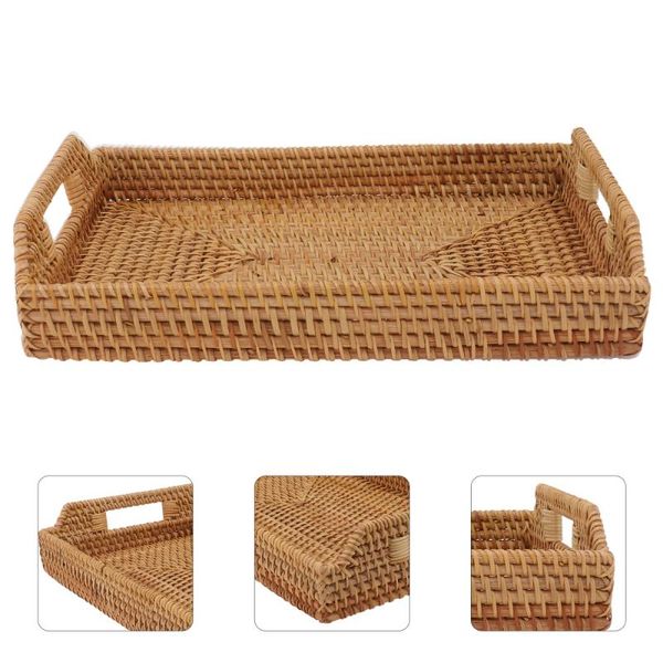 

storage baskets 1pc exquisite food service plate restaurant bar tray rattan woven